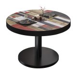 BN | Bistro Loungetisch | Ø:H 70 x 32 cm | Schwarzer Rand | Vintage Bunt / Schwarz