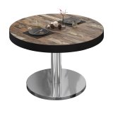 BN | Bistro Loungetisch | Ø:H 80 x 32 cm | Schwarzer Rand | Vintage Old / Edelstahl