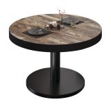 BN | Bistro Loungetisch | Ø:H 70 x 32 cm | Schwarzer Rand | Vintage Old / Schwarz