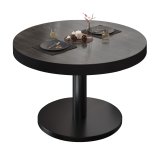 BN | Bistro Loungetisch | Ø:H 60 x 32 cm | Schwarzer Rand | Wenge / Schwarz