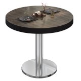 BN | Bistrotafel | Ø: H 60 x 72 cm | Zwarte rand | Light Wenge / RVS | Rond