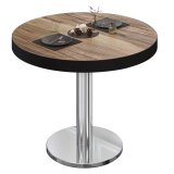 BN | Bistrotafel | Ø:H 60 x 72 cm | Zwarte rand | Sheesham / roestvrij staal | Rond