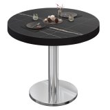 BN | Bistrotafel | Ø: H 60 x 72 cm | Zwarte rand | Zwart marmer / roestvrij staal | Rond