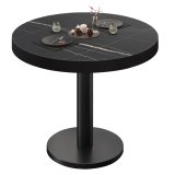 BN | Bistrotisch | Ø:H 80 x 72 cm | Czarna krawędź | Czarny marmur / Czarny | Okrągły