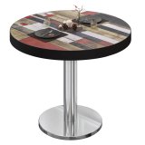 BN | Bistrotisch | Ø: H 60 x 72 cm | Zwarte rand | Vintage gekleurd / roestvrij staal | Rond