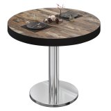 BN | Bistrotafel | Ø:H 60 x 72 cm | Zwarte rand | Vintage oud / roestvrij staal | Rond