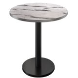BN | Table haut de bar | Ø 60 x 108 cm | Bord en acier inoxydable | Rond | Marbre blanc / Noir