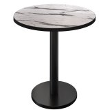 BN | Bistrowy Stół Barowy | Średnica 70 x 108 cm | Czarna krawędź | Okrągły | Biały marmur / Czarny