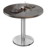 BN | Stół bistro | Ø:H 80 x 72 cm | Brzeg ze stali nierdzewnej | Wenge / Stal nierdzewna | Okrągły
