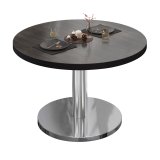 BN | Bistro Loungetisch | Ø:H 60 x 32 cm | Schwarzer Rand | Wenge / Edelstahl