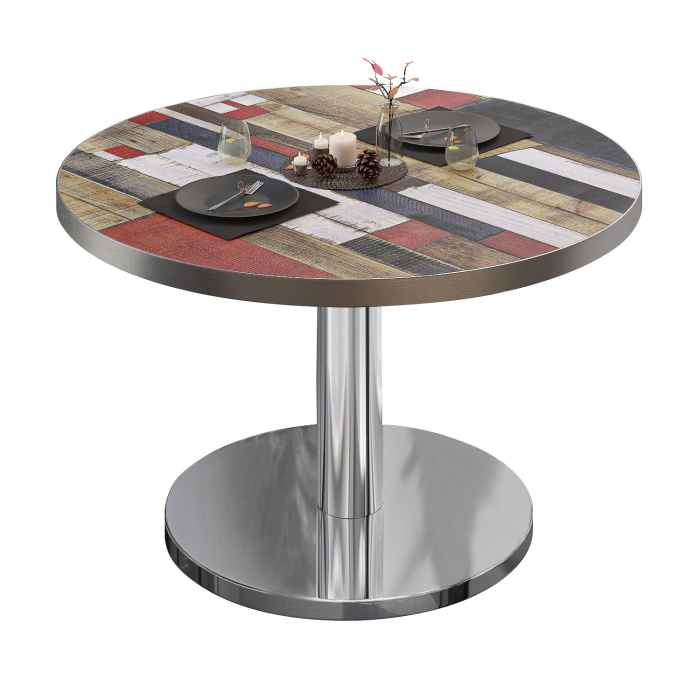 BN | Mesa de salón bistro | Ø:H 60 x 36 cm | Color vintage / acero inoxidable