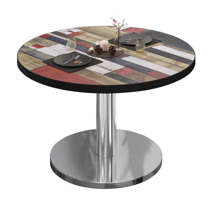 BN | Mesa de salón bistro | Ø:H 60 x 36 cm | Color vintage / acero inoxidable