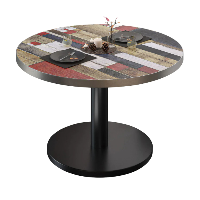 BN | Mesa de salón bistro | Ø:H 70 x 36 cm | Vintage Colorido / Negro