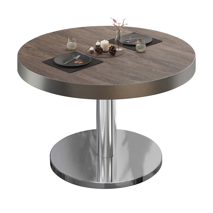 BN | Bistro-loungebord | Ø:H 80 x 36 cm | Lys wengé / rustfrit stål