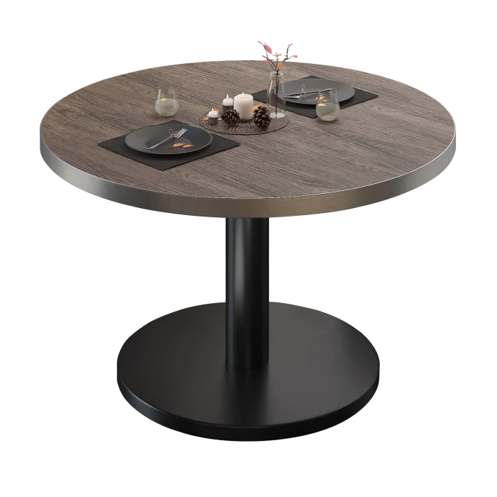 BN | Bistro Loungetisch | Ø:H 80 x 36 cm | Edelstahl Rand | Light Wenge / Schwarz