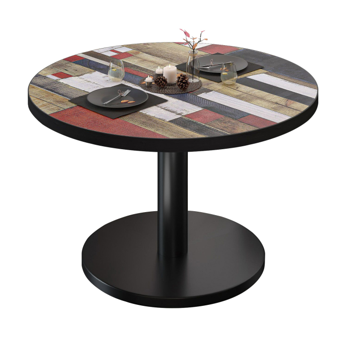 BN | Bistro lounge bord | Ø:H 80 x 36 cm | Vintage färgglatt / Svart