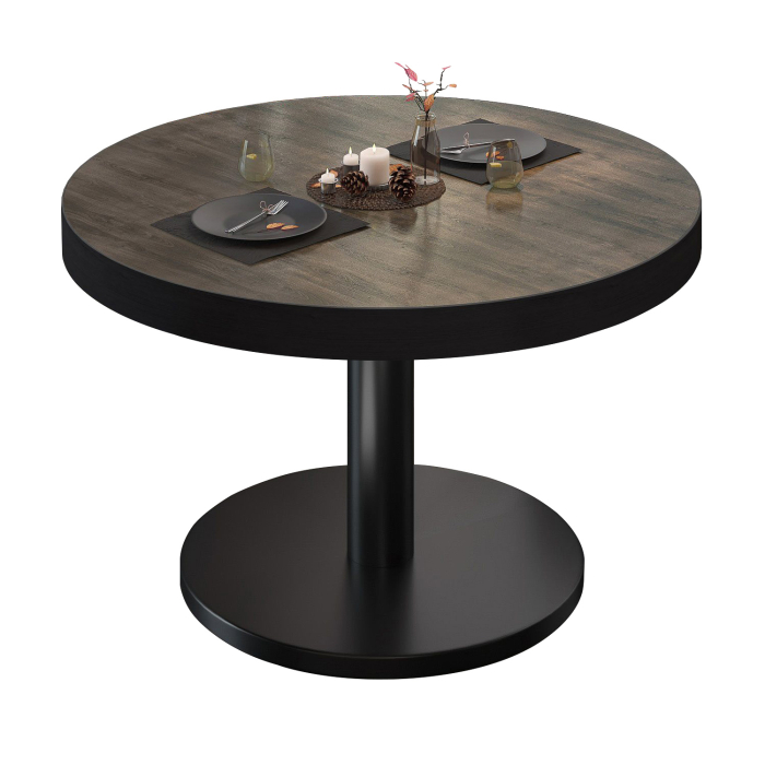 BN | Bistro Table de salon | Ø:H 80 x 36 cm | Light Wenge / Noir