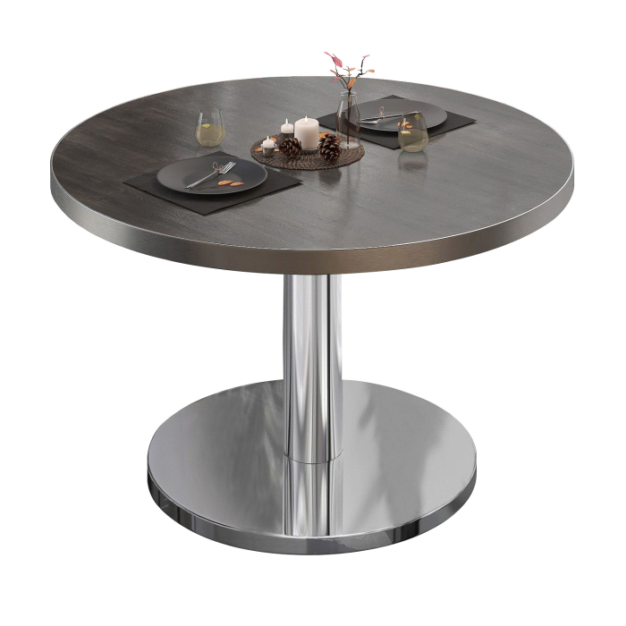 BN | Bistro salongbord | Ø:H 80 x 36 cm | Wenge / rustfritt stål