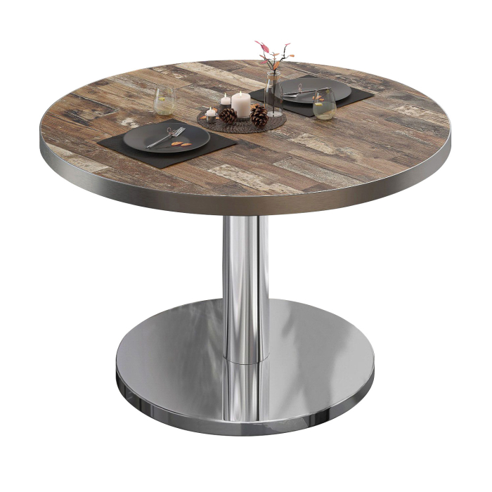 BN | Bistro-oleskelupöytä | Ø:K 80 x 36 cm | Vintage Old / ruostumaton teräs