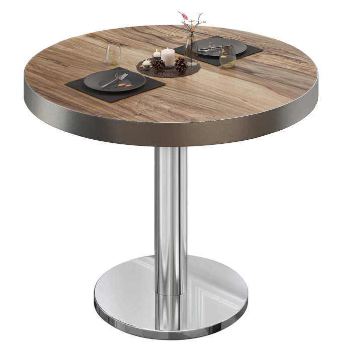 BN | Mesa bistro | Ø:H 60 x 72 cm | Sheesham / acero inoxidable | Redonda