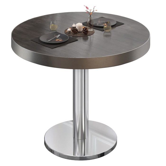 BN | Mesa bistro | Ø:H 70 x 72 cm | Wenge / acero inoxidable | Redonda