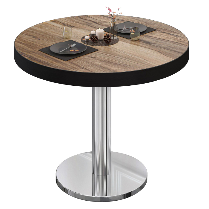 BN | Tavolo da bistrot | Ø:H 60 x 72 cm | Sheesham / acciaio inox | Rotondo