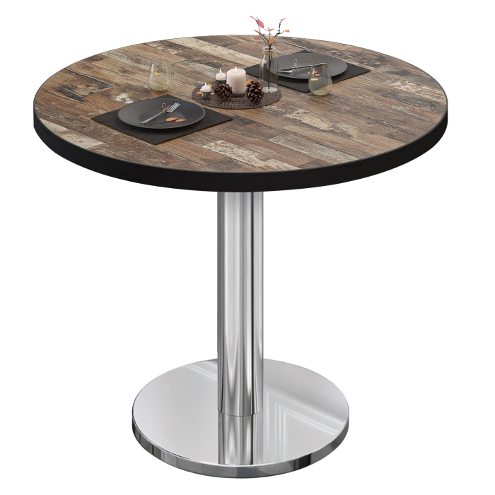 BN | Tavolo da bistrot | Ø:H 60 x 72 cm | Vintage Old / Acciaio inox | Rotondo