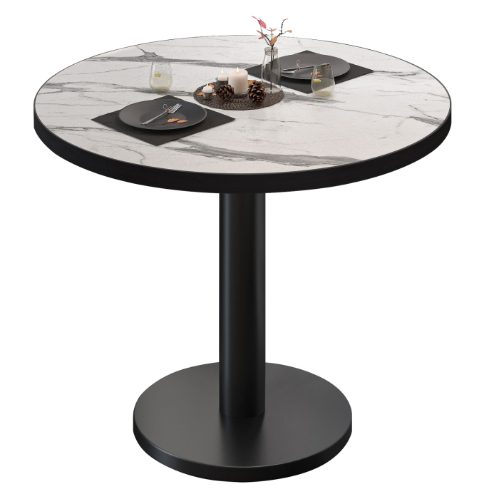 BN | Bistrobord | Ø:H 70 x 72 cm | Hvit marmor / svart | Rundt