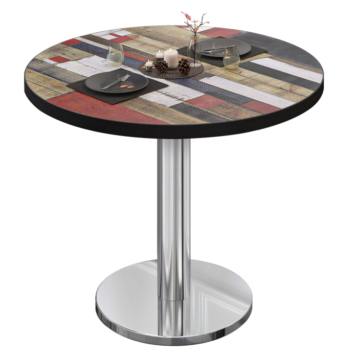 BN | Bistrobord | Ø:H 70 x 72 cm | Vintage fargerik / rustfritt stål | Rundt