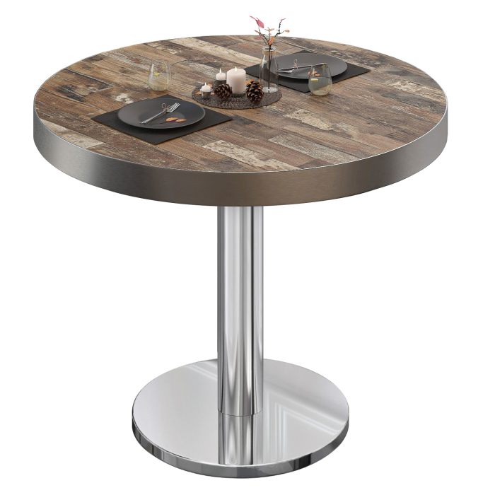 BN | Tavolo da bistrot | Ø:H 70 x 72 cm | Vintage Old / Acciaio inox | Rotondo