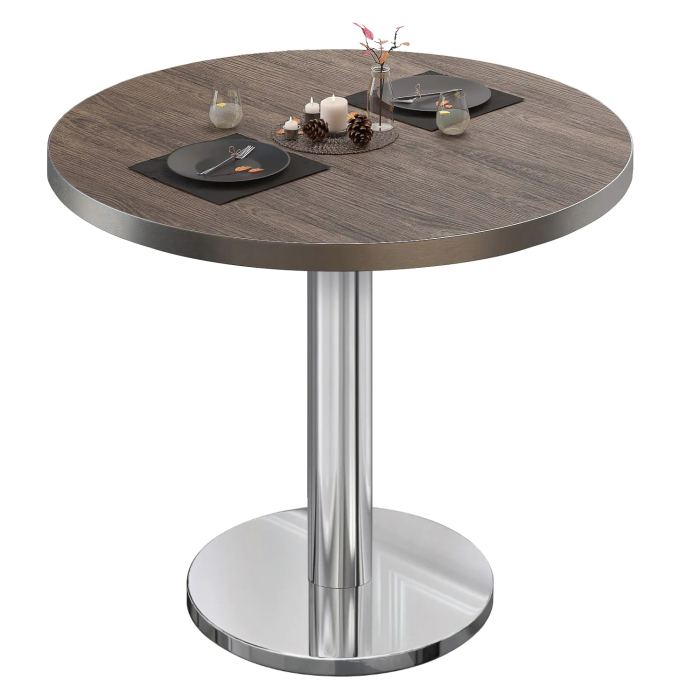 BN | Tavolo da bistrot | Ø:H 70 x 72 cm | Wengé chiaro / acciaio inox | Rotondo