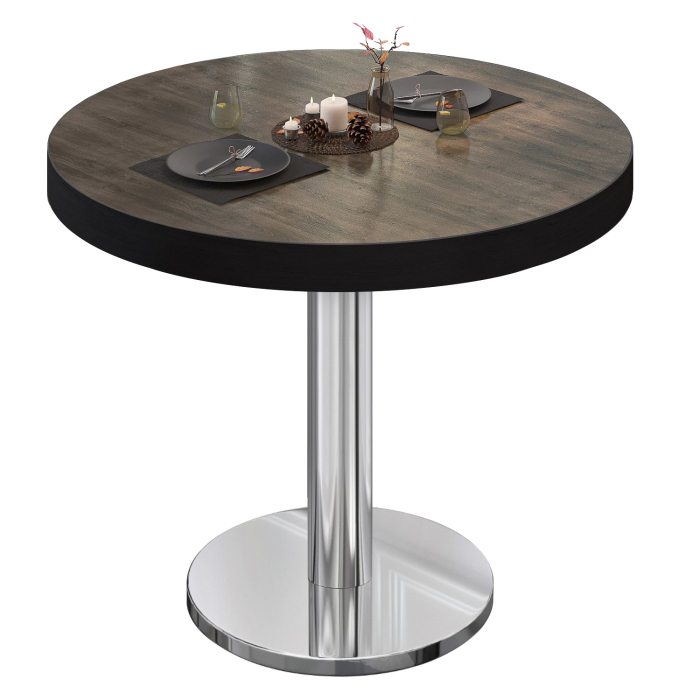 BN | Bistrobord | Ø:H 80 x 72 cm | Lett wenge / rustfritt stål | Rundt