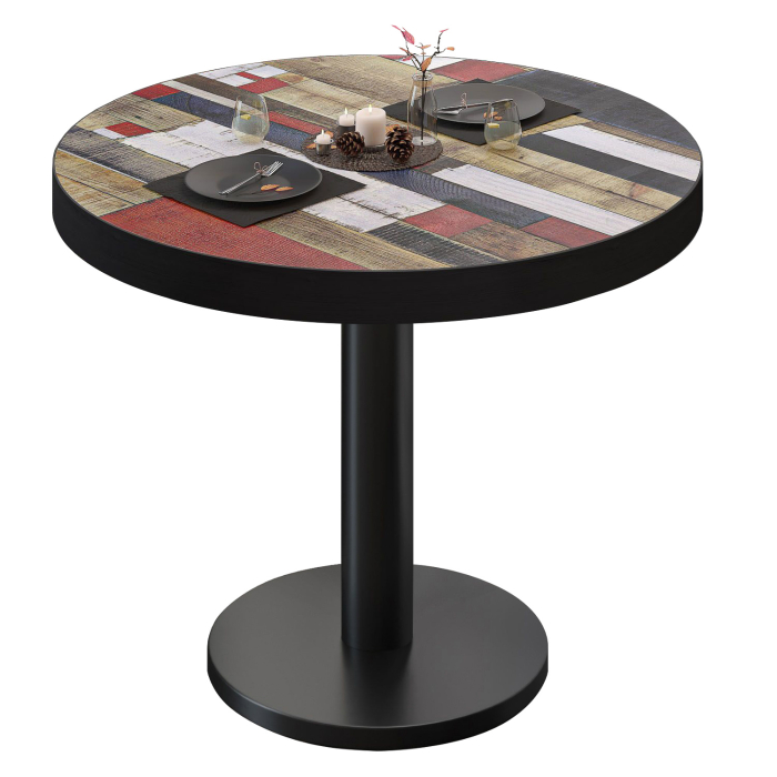 BN | Bistro-pöytä | Ø:K 80 x 72 cm | Vintage Värikäs / Musta | Pyöreä | Pyöreä