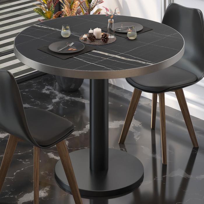 BN | Bistro-pöytä | Ø:K 70 x 72 cm | Musta marmori / Musta | Pyöreä | Pyöreä