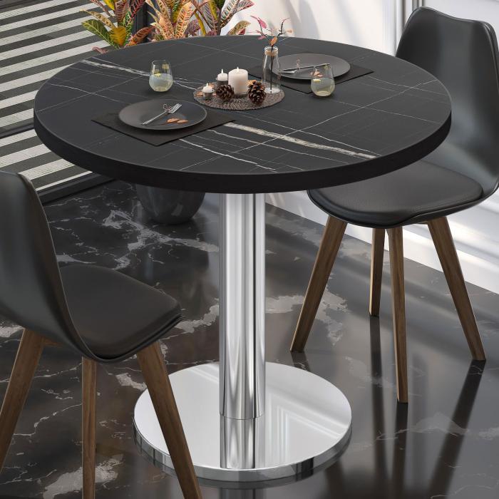 BN | Bistrobord | Ø:H 70 x 72 cm | Svart marmor/rustfritt stål | Rundt BN | Bistrobord | Ø:H 70 x 72 cm | Svart marmor/rustfritt stål | Rundt