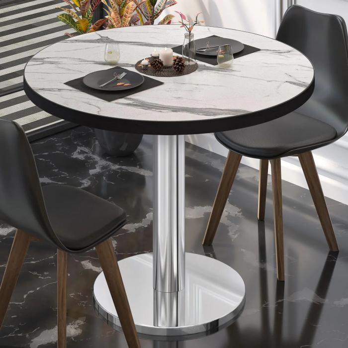 BN | Bistrobord | Ø:H 70 x 72 cm | Hvit marmor/rustfritt stål | Rundt BN | Bistrobord | Ø:H 70 x 72 cm | Hvit marmor/rustfritt stål | Rundt