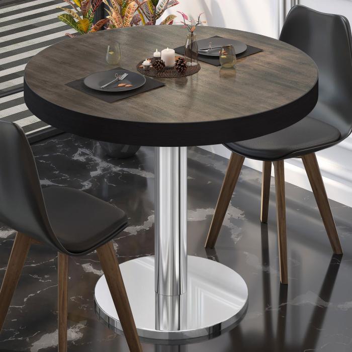 BN | Bistrobord | Ø:H 80 x 72 cm | Lett wenge / rustfritt stål | Rundt
