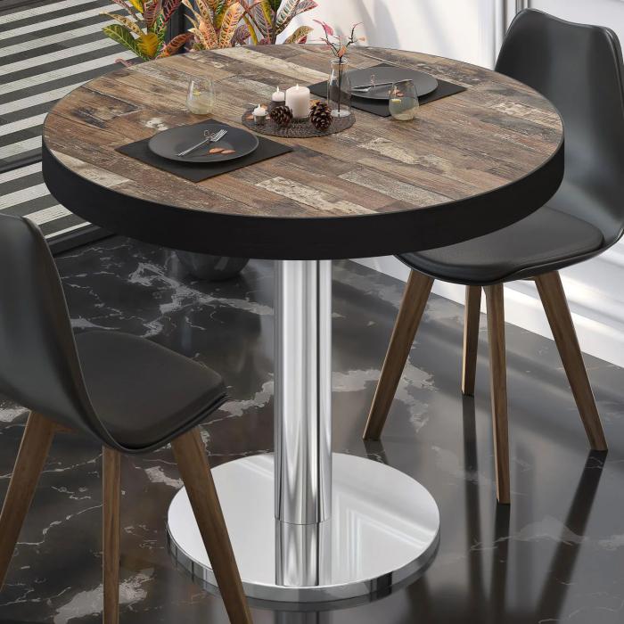 BN | Bistrobord | Ø:H 80 x 72 cm | Vintage gammelt / rustfritt stål | Rundt