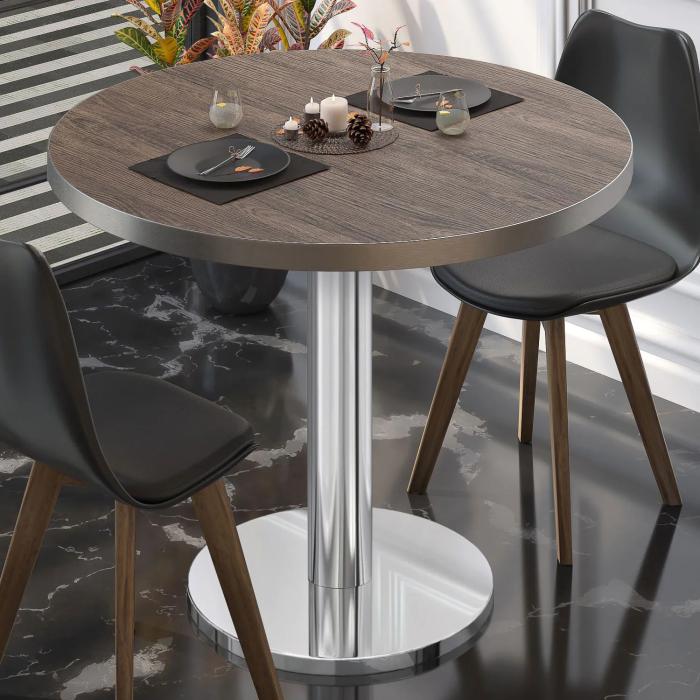 BN | Bistrobord | Ø:H 70 x 72 cm | Lett wenge / rustfritt stål | Rundt