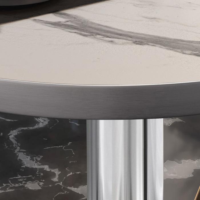 BN | Bistrobord | Ø:H 80 x 72 cm | Hvit marmor/rustfritt stål | Rundt BN | Bistrobord | Ø:H 80 x 72 cm | Hvit marmor/rustfritt stål | Rundt