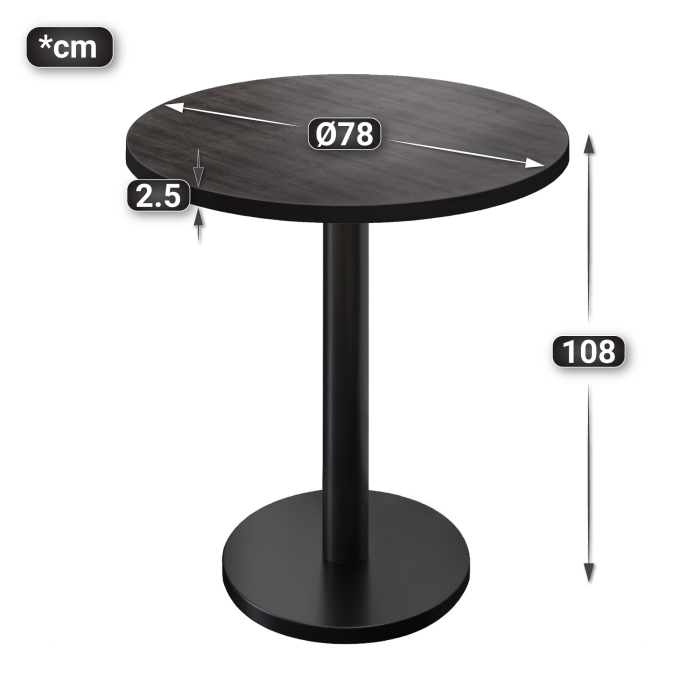 BN | Bistro Stehtabell | Ø 80 x 108 cm | Svart kant | Rund | Wenge / Svart BN | Bistro Stehtabell | Ø 80 x 108 cm | Svart kant | Rund | Wenge / Svart
