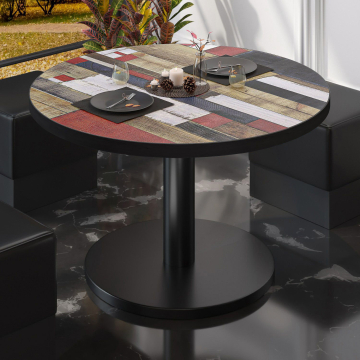 BN | Bistro lounge bord | Ø:H 80 x 36 cm | Vintage färgglatt / Svart
