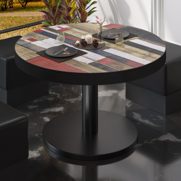 BN | Bistro lounge table | Ø:H 80 x 36 cm | Vintage Colourful / Black
