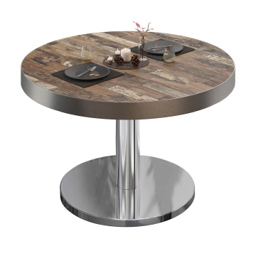 BN | Bistro-loungebord | Ø:H 80 x 36 cm | Vintage Old / rustfrit stål