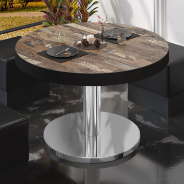 BN | Bistro-loungebord | Ø:H 80 x 36 cm | Vintage Old / rustfrit stål