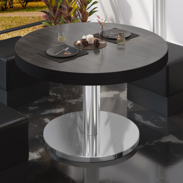 BN | Bistro-loungebord | Ø:H 80 x 36 cm | Wenge / rustfrit stål