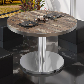 BN | Bistro loungetafel | Ø:H 60 x 36 cm | Vintage Oud / roestvrij staal