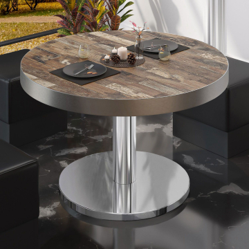 BN | Bistro loungetafel | Ø:H 70 x 36 cm | Vintage Oud / roestvrij staal