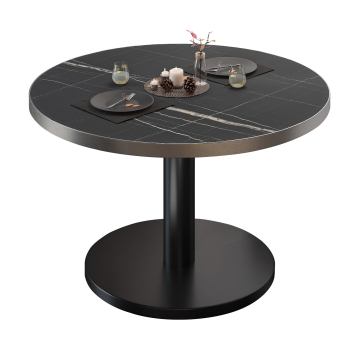 BN | Bistro Loungetisch | Ø:H 80 x 36 cm | Edelstahl Rand | Schwarz Marmor / Schwarz