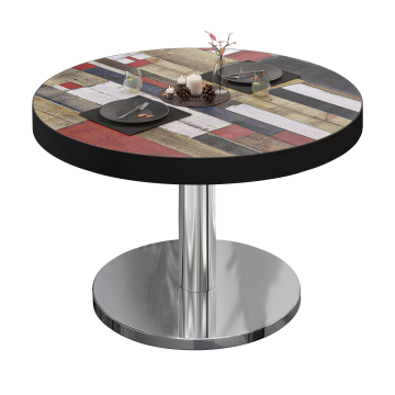BN | Bistro-loungebord | Ø:H 80 x 36 cm | Vintagefarvet / rustfrit stål